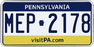 PA license plate MEP2178