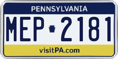PA license plate MEP2181