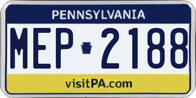 PA license plate MEP2188