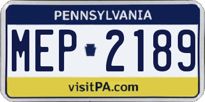 PA license plate MEP2189