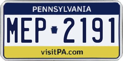 PA license plate MEP2191