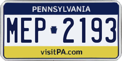 PA license plate MEP2193