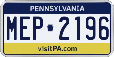 PA license plate MEP2196
