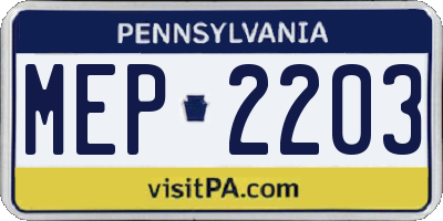 PA license plate MEP2203
