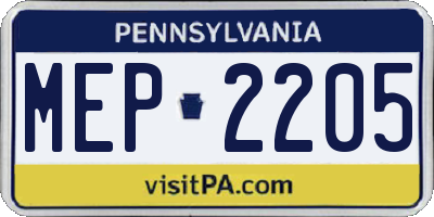 PA license plate MEP2205