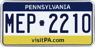 PA license plate MEP2210