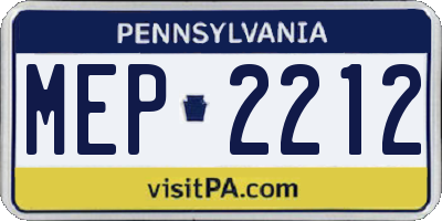 PA license plate MEP2212