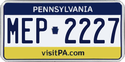 PA license plate MEP2227