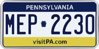 PA license plate MEP2230