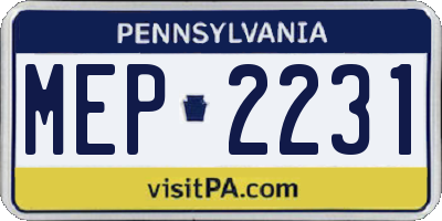 PA license plate MEP2231
