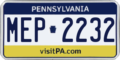 PA license plate MEP2232