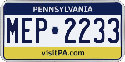 PA license plate MEP2233