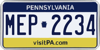 PA license plate MEP2234