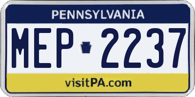 PA license plate MEP2237