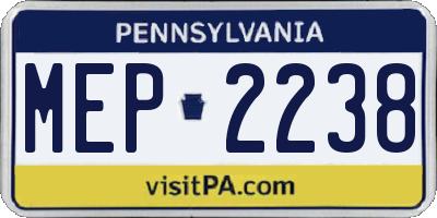 PA license plate MEP2238