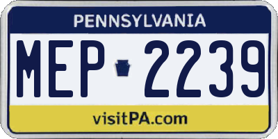 PA license plate MEP2239