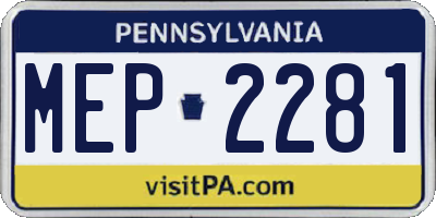 PA license plate MEP2281