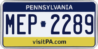 PA license plate MEP2289