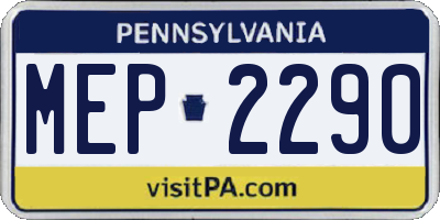 PA license plate MEP2290