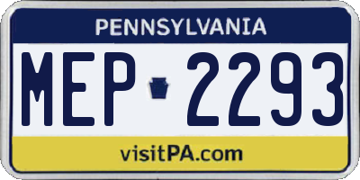 PA license plate MEP2293