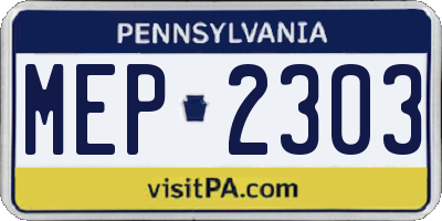 PA license plate MEP2303