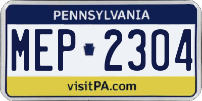 PA license plate MEP2304