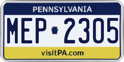 PA license plate MEP2305