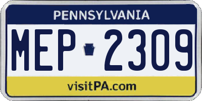 PA license plate MEP2309