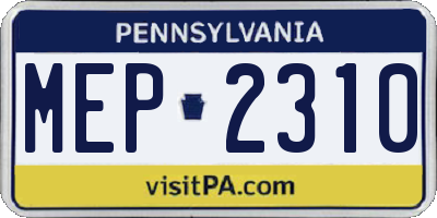 PA license plate MEP2310