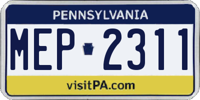 PA license plate MEP2311