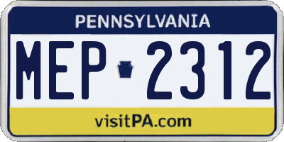 PA license plate MEP2312