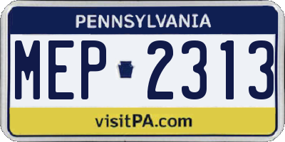 PA license plate MEP2313
