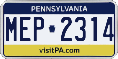PA license plate MEP2314