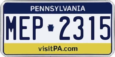 PA license plate MEP2315