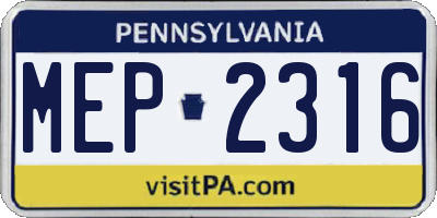 PA license plate MEP2316