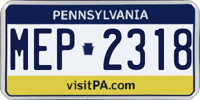 PA license plate MEP2318