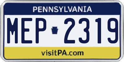 PA license plate MEP2319