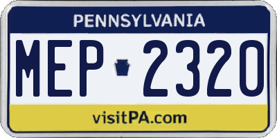 PA license plate MEP2320