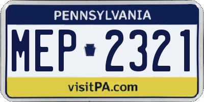 PA license plate MEP2321