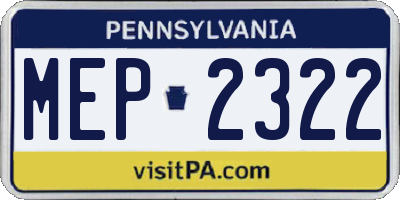 PA license plate MEP2322
