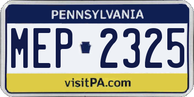 PA license plate MEP2325