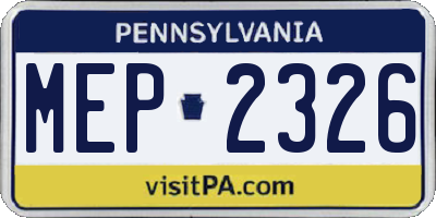 PA license plate MEP2326