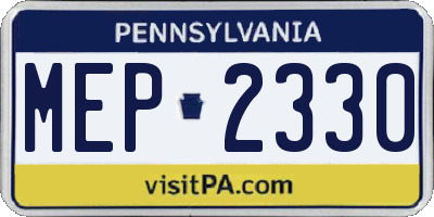 PA license plate MEP2330