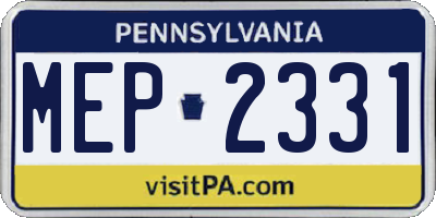 PA license plate MEP2331