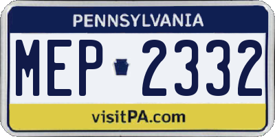 PA license plate MEP2332