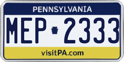 PA license plate MEP2333