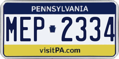 PA license plate MEP2334