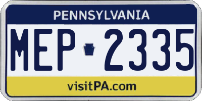PA license plate MEP2335