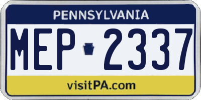 PA license plate MEP2337