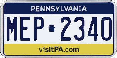 PA license plate MEP2340